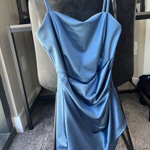 Windsor Blue Ruched Slip Mini Dress